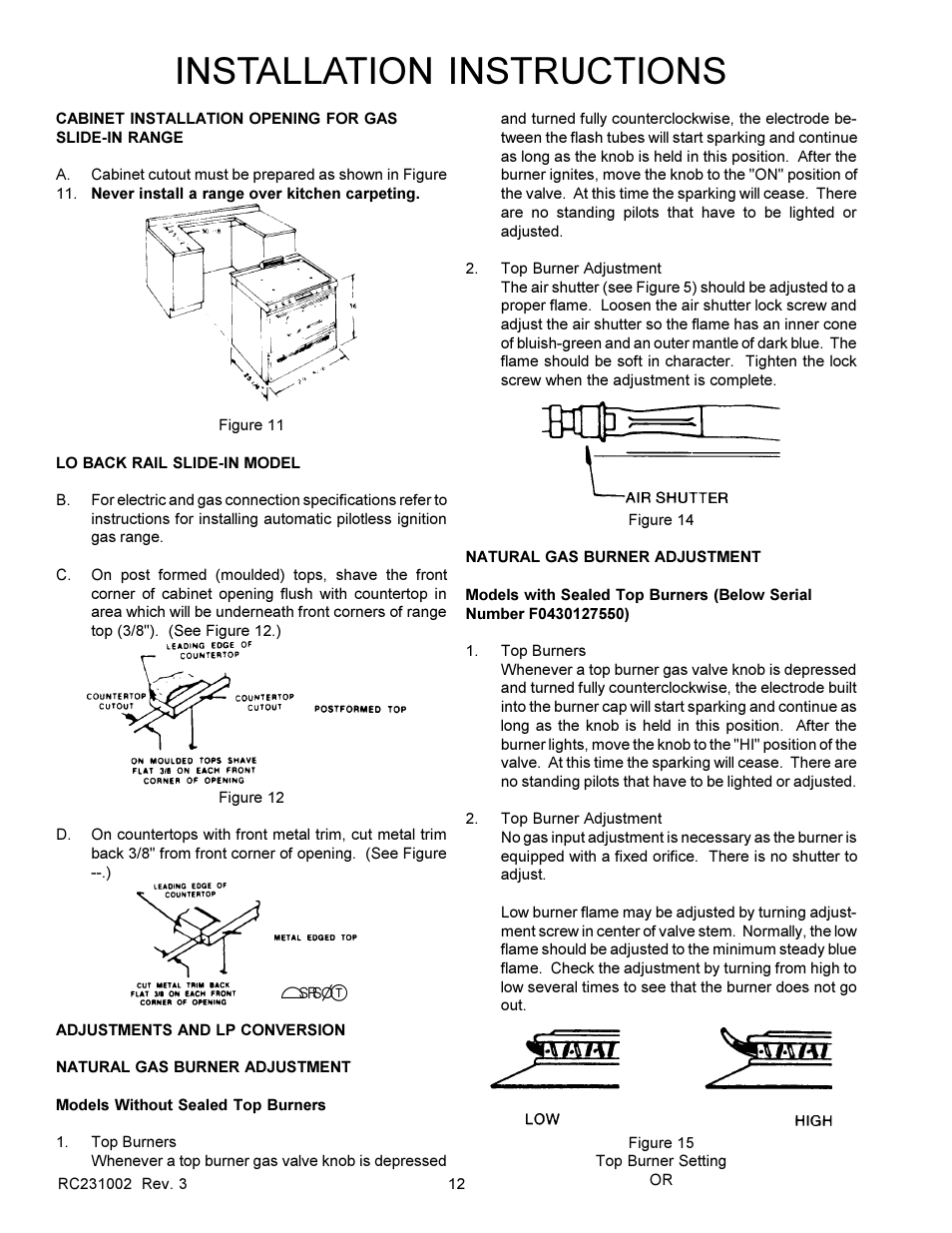 Installation instructions | Amana RSS User Manual | Page 13 / 124