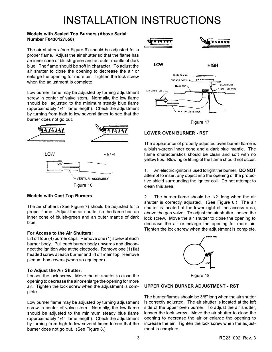 Installation instructions | Amana RSS User Manual | Page 14 / 124