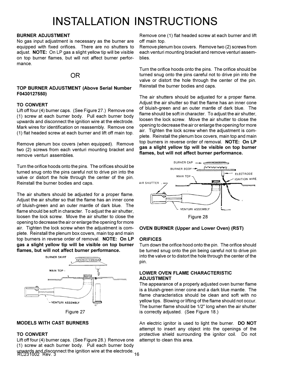 Installation instructions | Amana RSS User Manual | Page 17 / 124