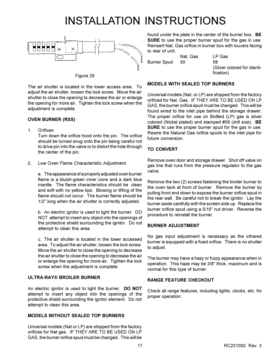 Installation instructions | Amana RSS User Manual | Page 18 / 124