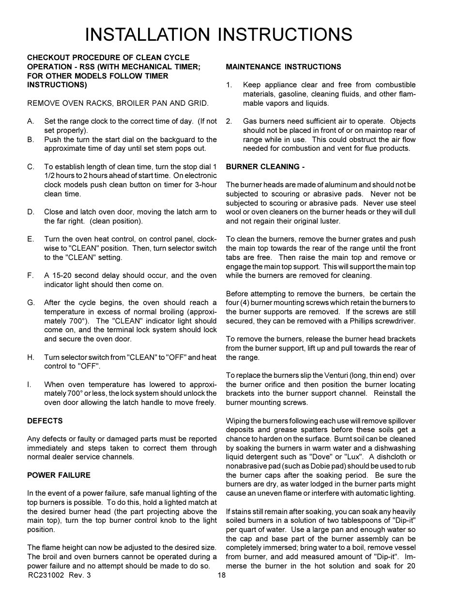 Installation instructions | Amana RSS User Manual | Page 19 / 124