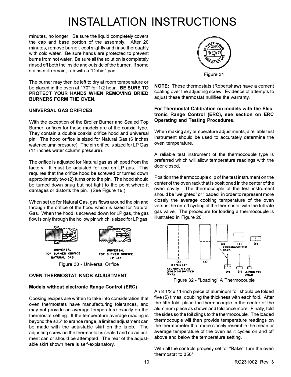 Installation instructions | Amana RSS User Manual | Page 20 / 124