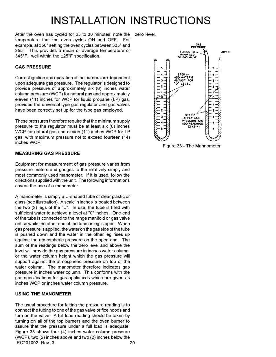 Installation instructions | Amana RSS User Manual | Page 21 / 124