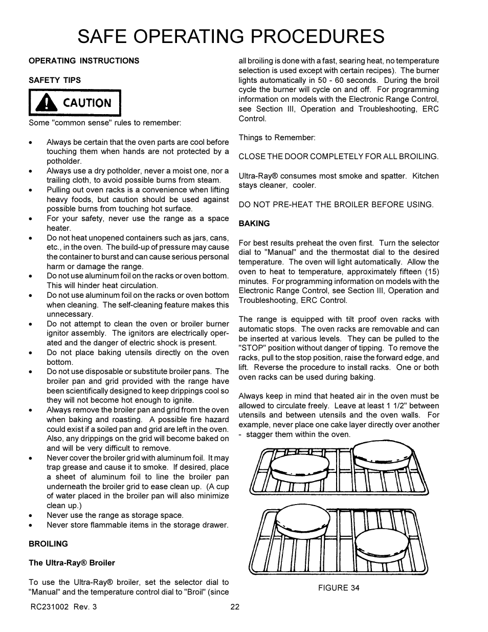 Safe operating procedures | Amana RSS User Manual | Page 23 / 124