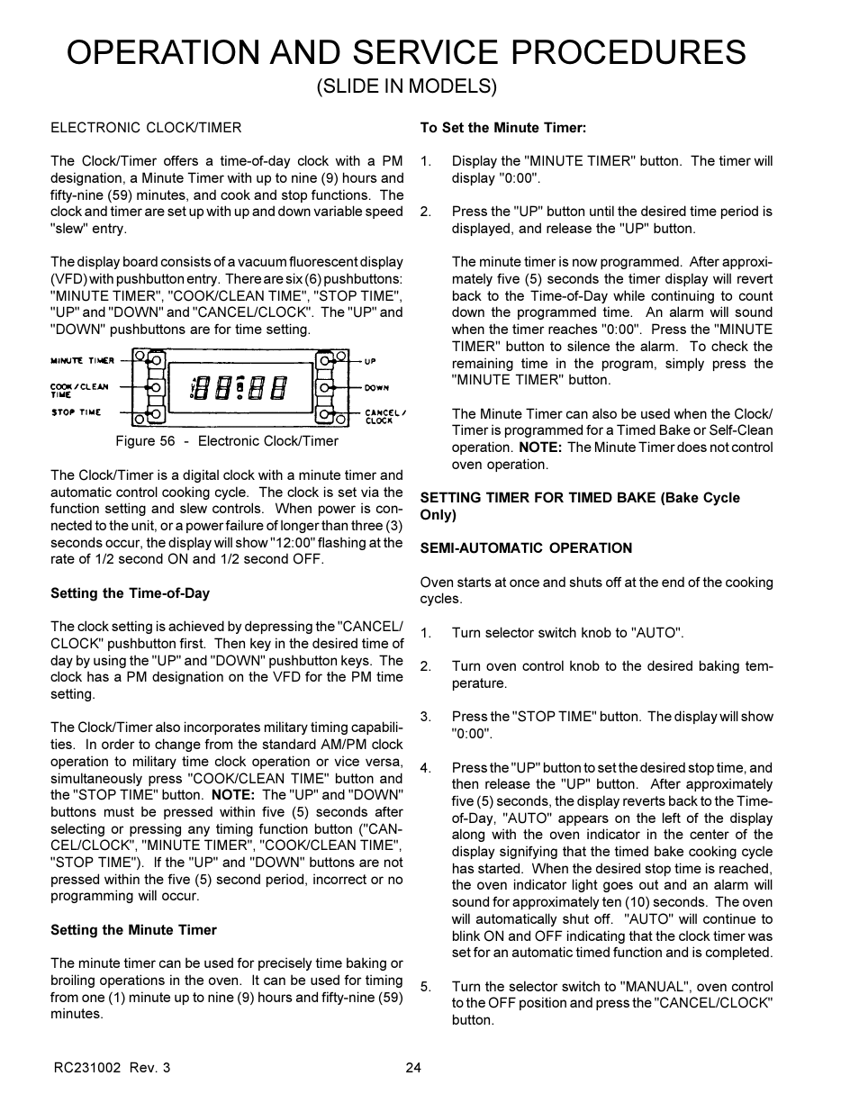 Operation and service procedures, Slide in models) | Amana RSS User Manual | Page 25 / 124