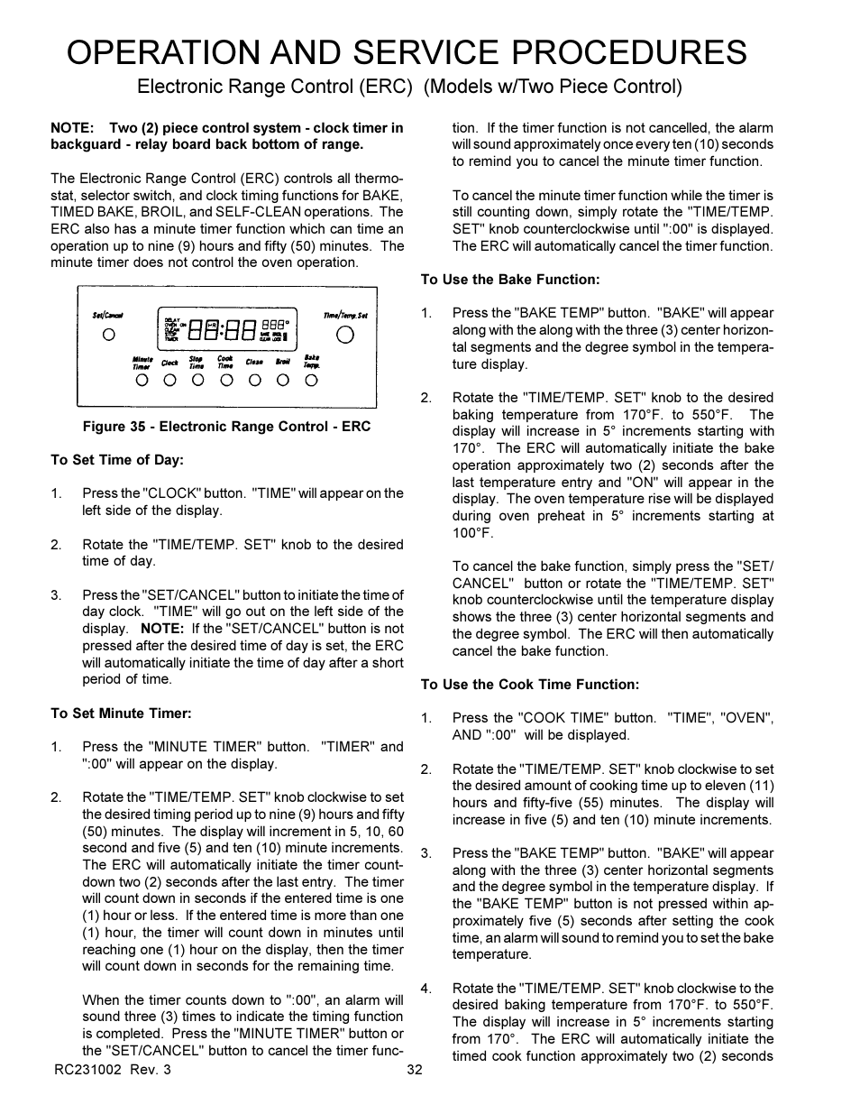Operation and service procedures | Amana RSS User Manual | Page 33 / 124