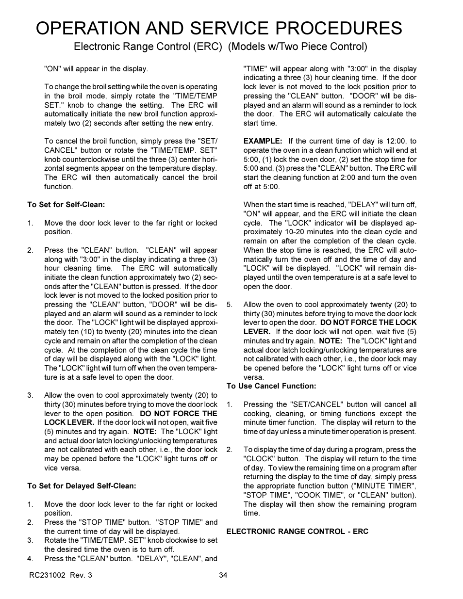 Operation and service procedures | Amana RSS User Manual | Page 35 / 124