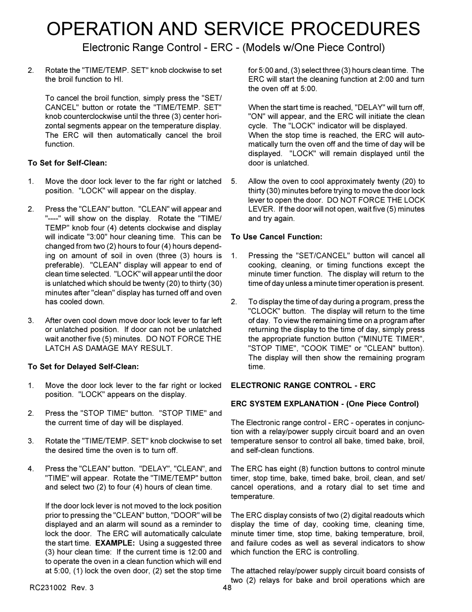 Operation and service procedures | Amana RSS User Manual | Page 49 / 124