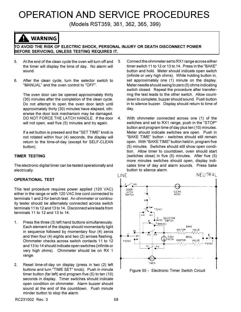Operation and service procedures | Amana RSS User Manual | Page 59 / 124