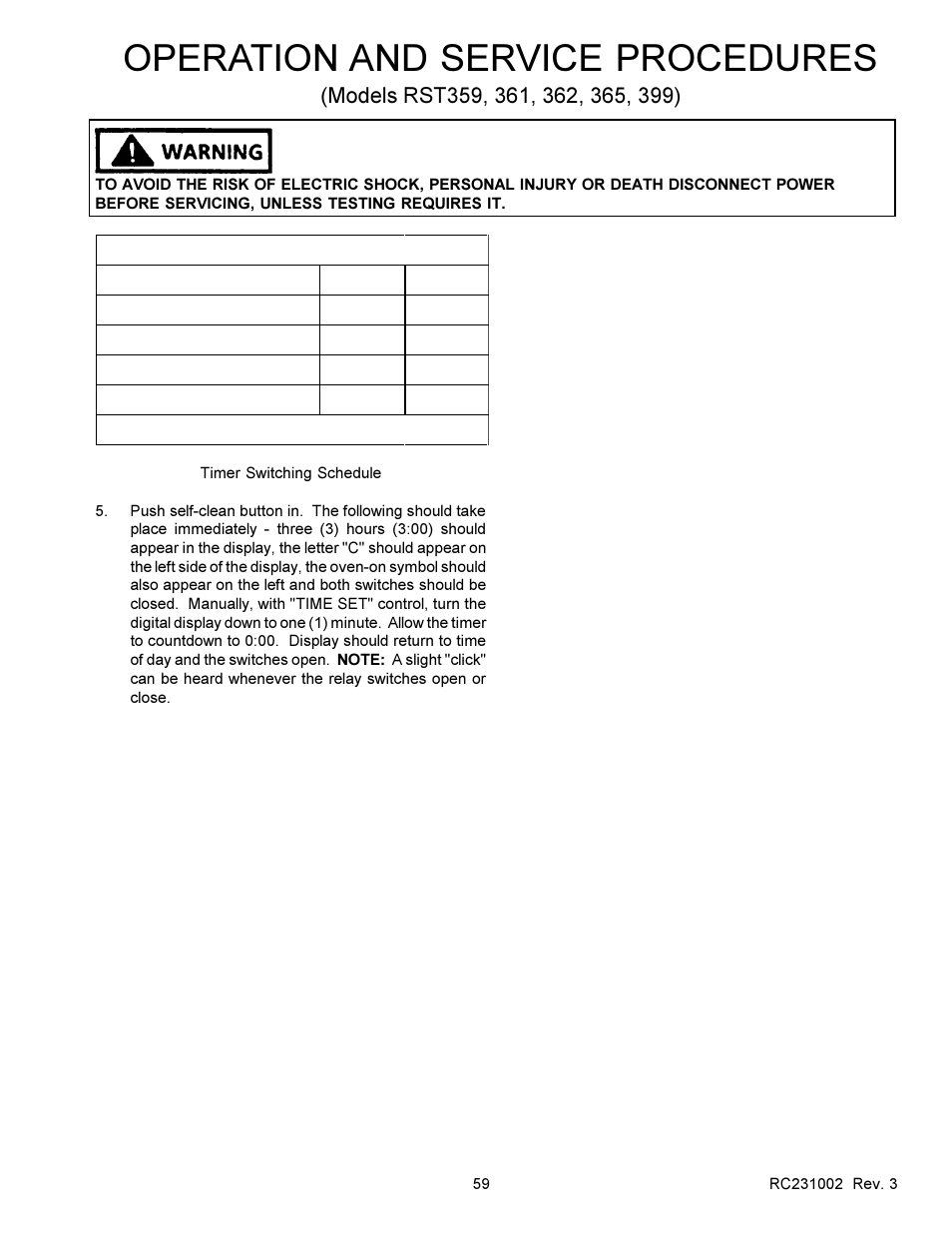 Operation and service procedures | Amana RSS User Manual | Page 60 / 124
