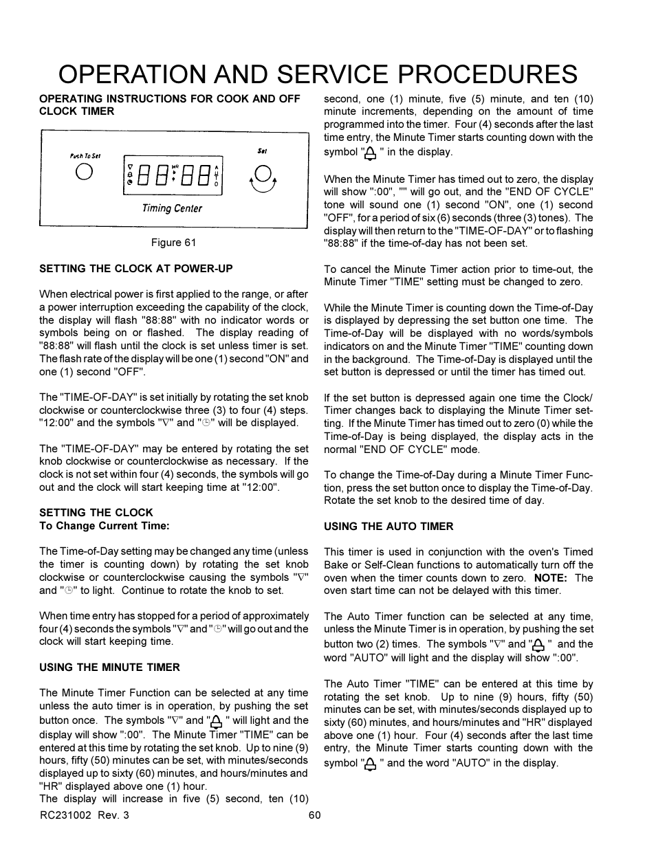 Operation and service procedures | Amana RSS User Manual | Page 61 / 124