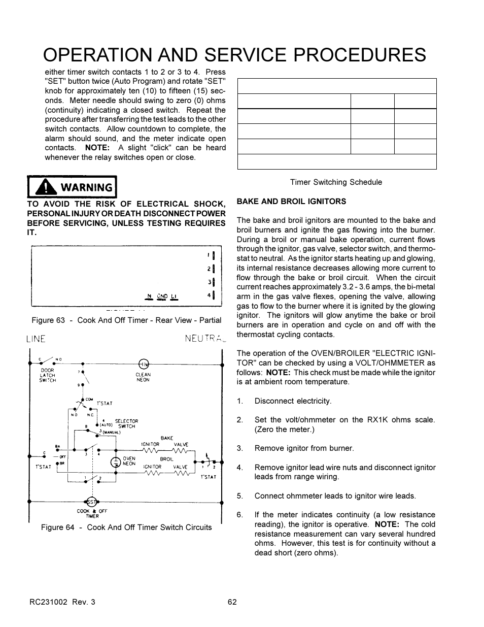 Operation and service procedures | Amana RSS User Manual | Page 63 / 124