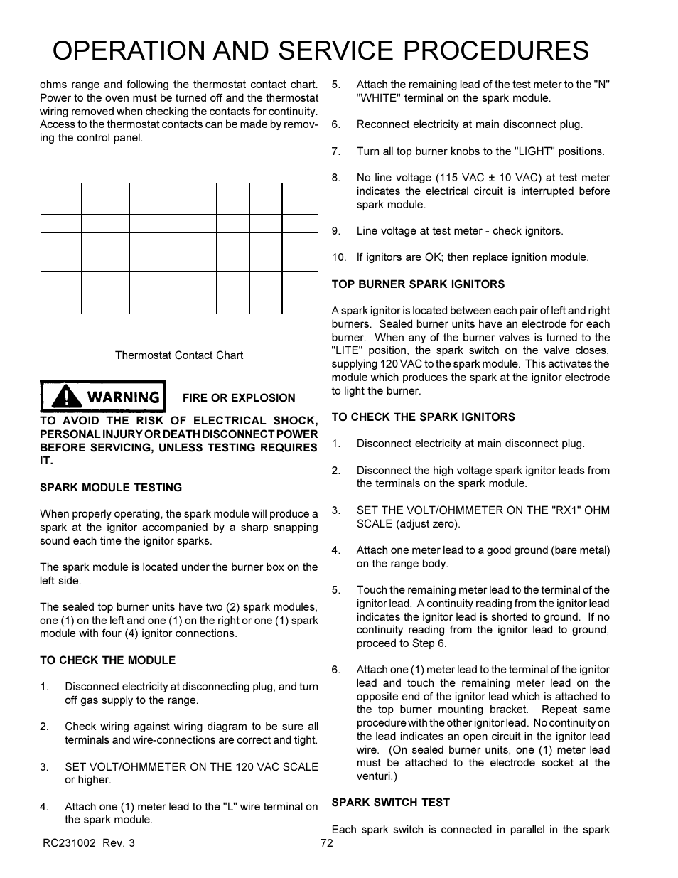 Operation and service procedures | Amana RSS User Manual | Page 73 / 124