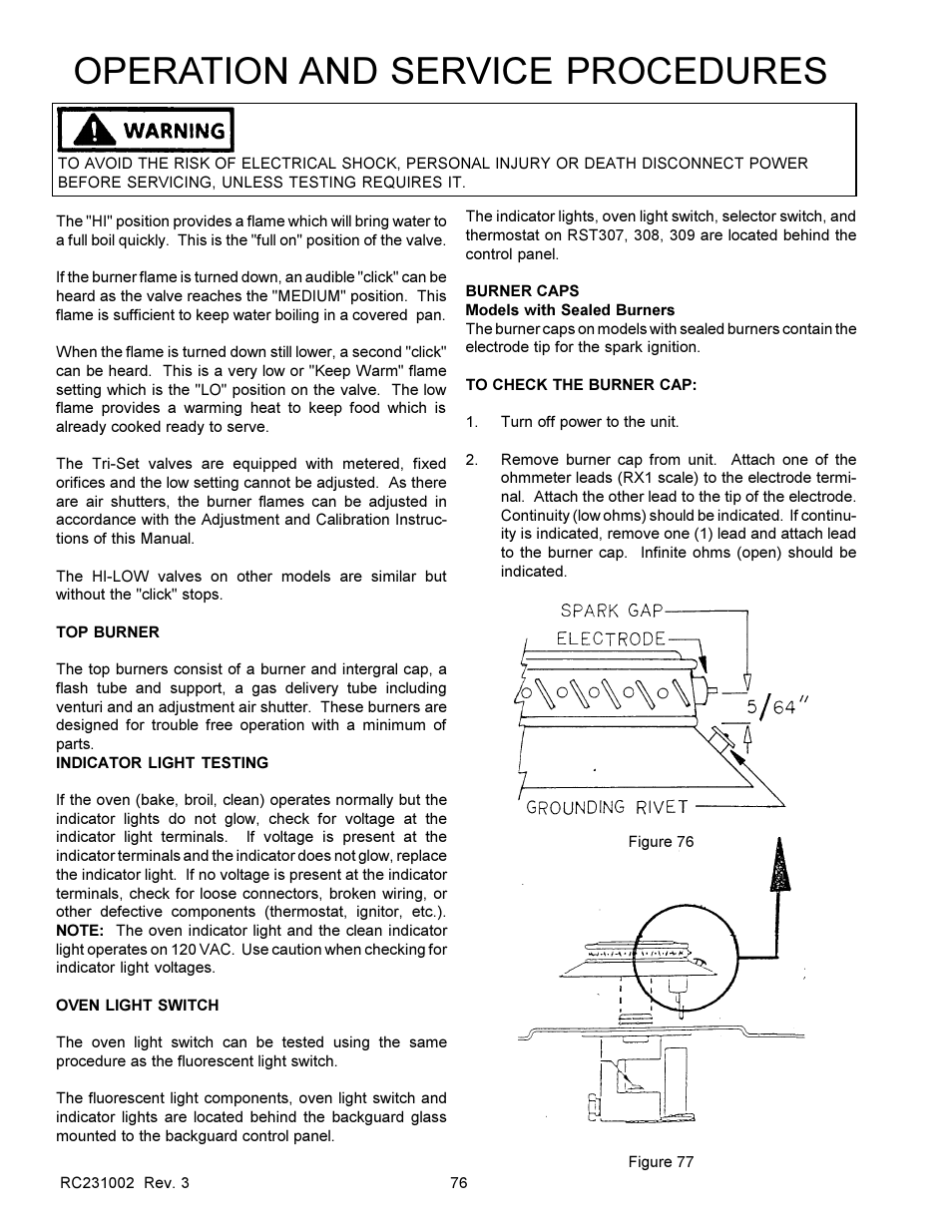 Operation and service procedures | Amana RSS User Manual | Page 77 / 124
