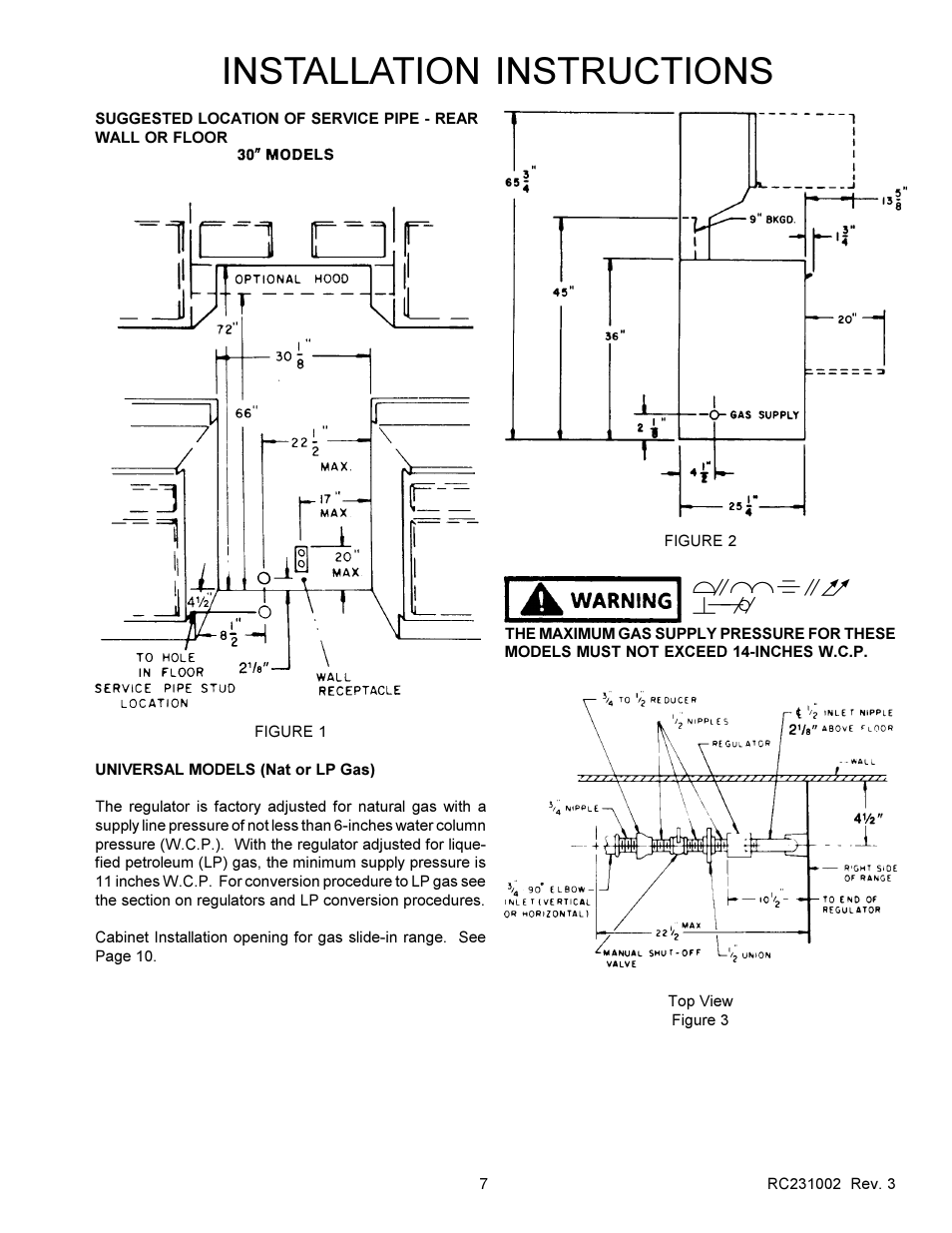 Installation instructions | Amana RSS User Manual | Page 8 / 124