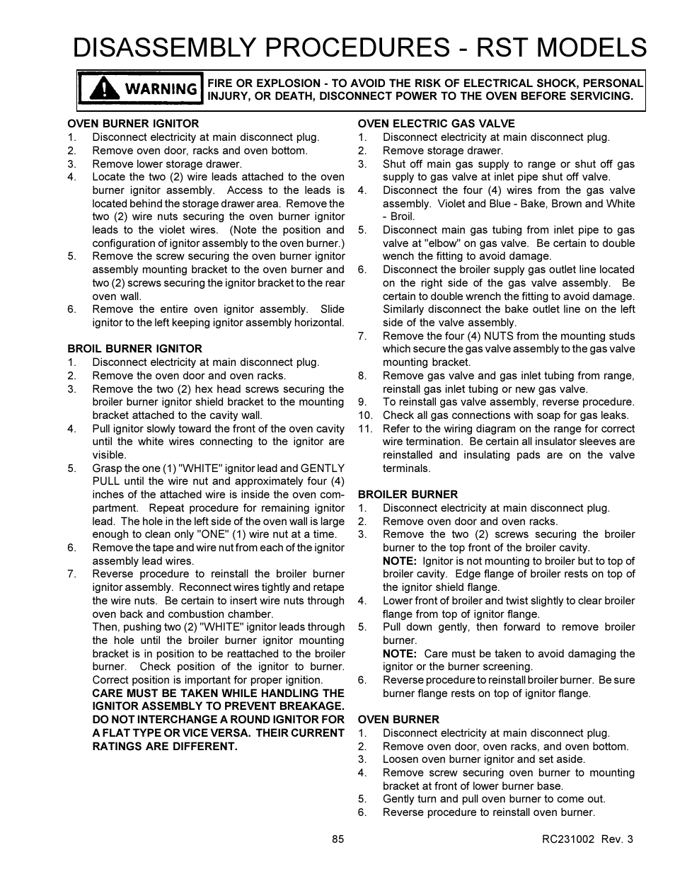 Disassembly procedures - rst models | Amana RSS User Manual | Page 86 / 124