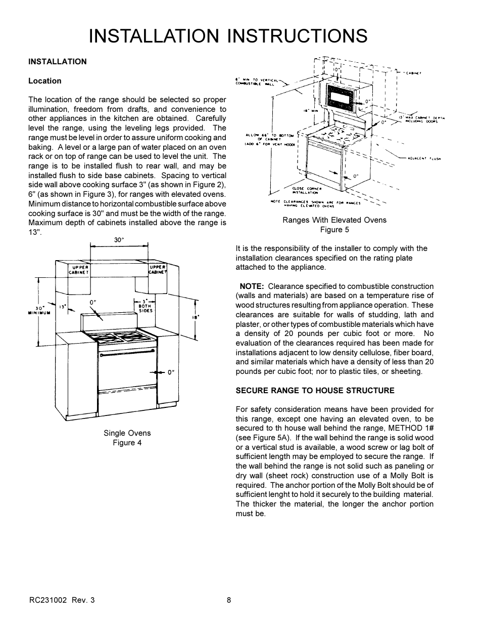 Installation instructions | Amana RSS User Manual | Page 9 / 124