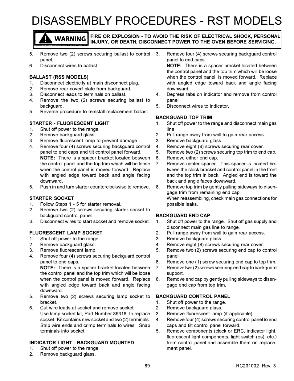 Disassembly procedures - rst models | Amana RSS User Manual | Page 90 / 124