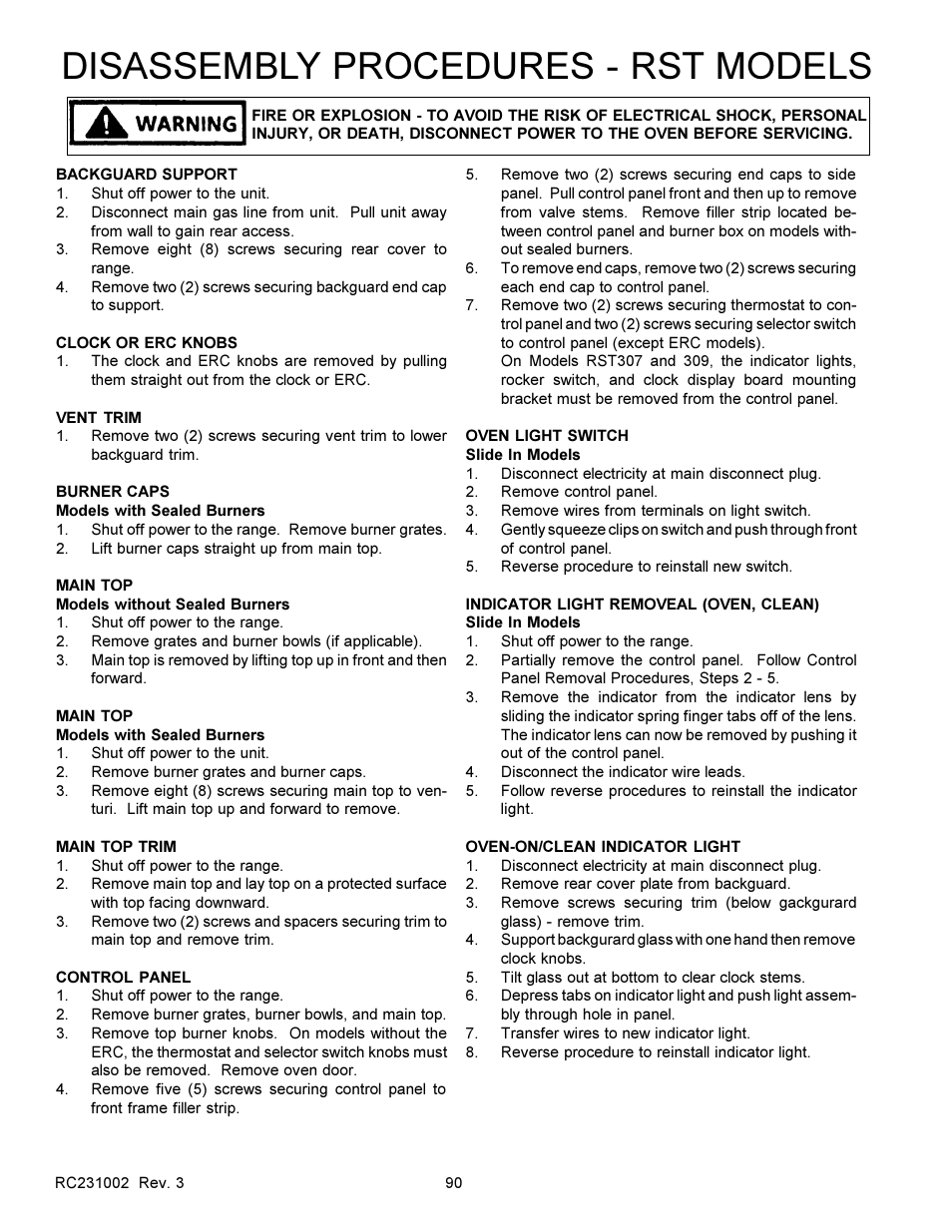 Disassembly procedures - rst models | Amana RSS User Manual | Page 91 / 124