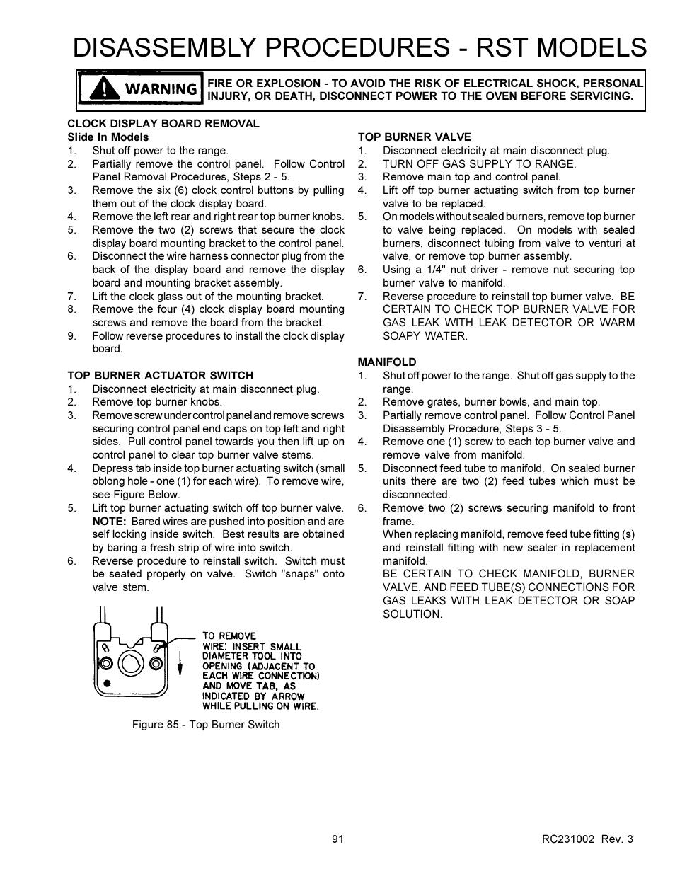 Disassembly procedures - rst models | Amana RSS User Manual | Page 92 / 124