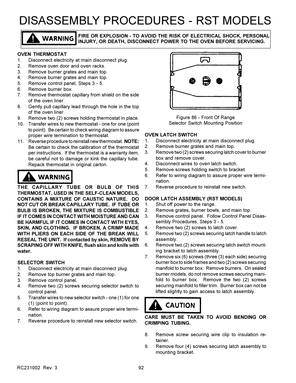 Disassembly procedures - rst models | Amana RSS User Manual | Page 93 / 124