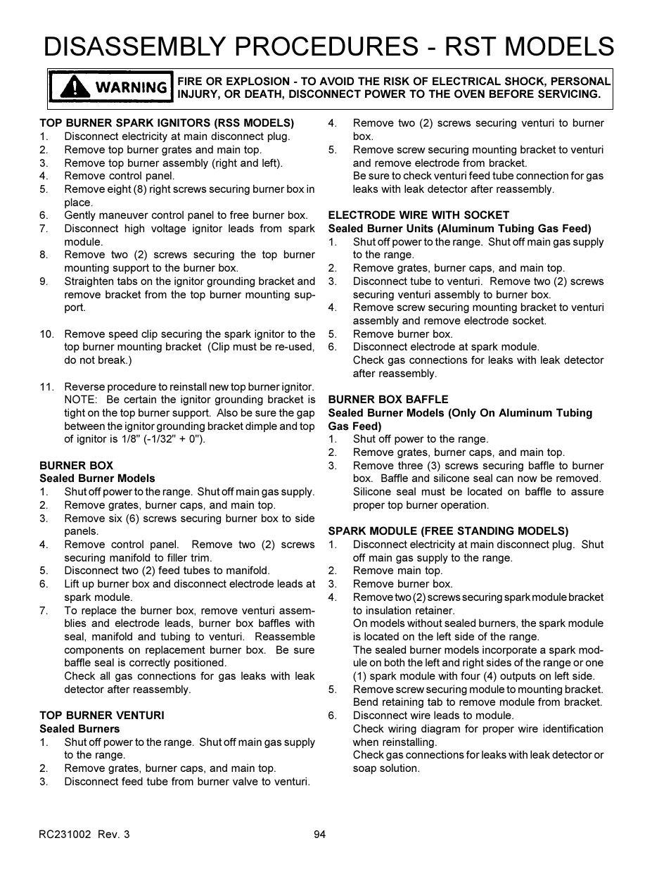 Disassembly procedures - rst models | Amana RSS User Manual | Page 95 / 124