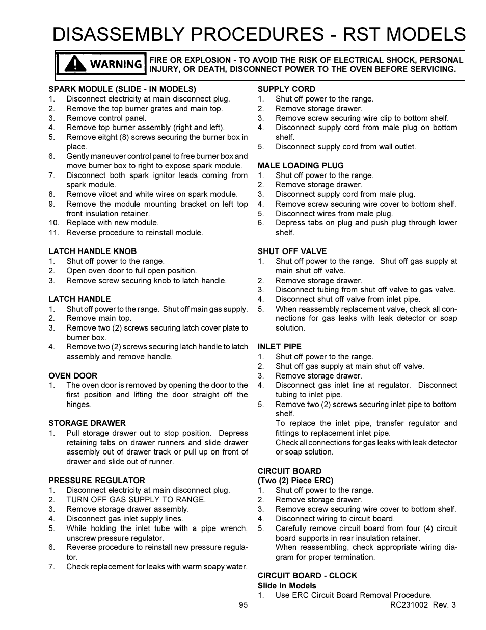 Disassembly procedures - rst models | Amana RSS User Manual | Page 96 / 124