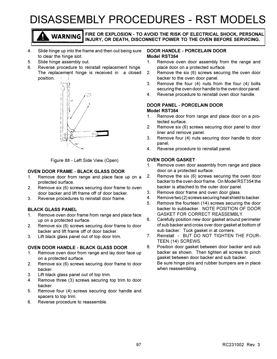Disassembly procedures - rst models | Amana RSS User Manual | Page 98 / 124