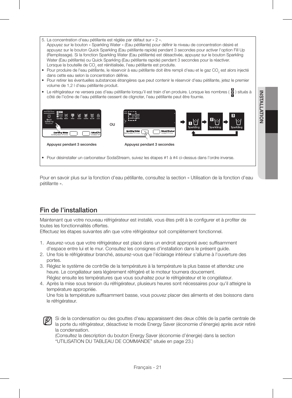 Fin de l’installation | Samsung RF23HSESBSR-AA User Manual | Page 133 / 168