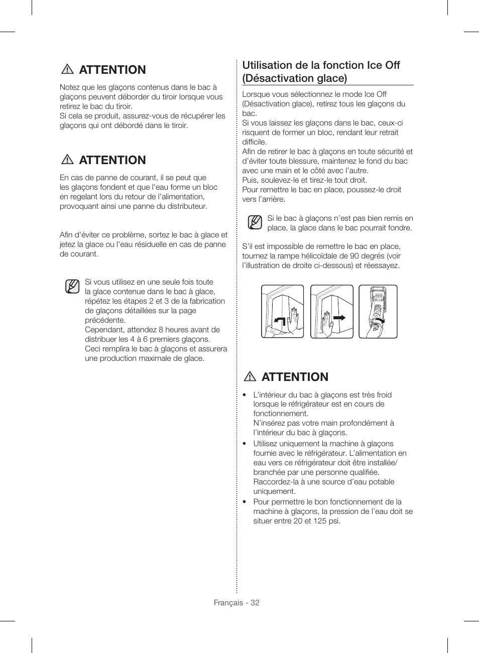 Attention | Samsung RF23HSESBSR-AA User Manual | Page 144 / 168