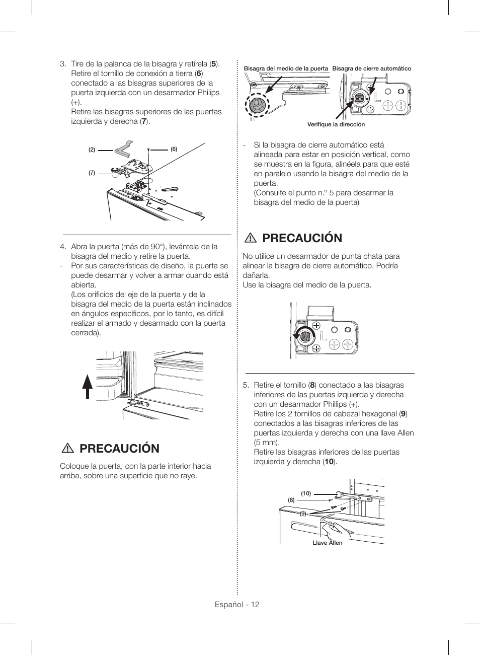 Precaución | Samsung RF23HSESBSR-AA User Manual | Page 68 / 168