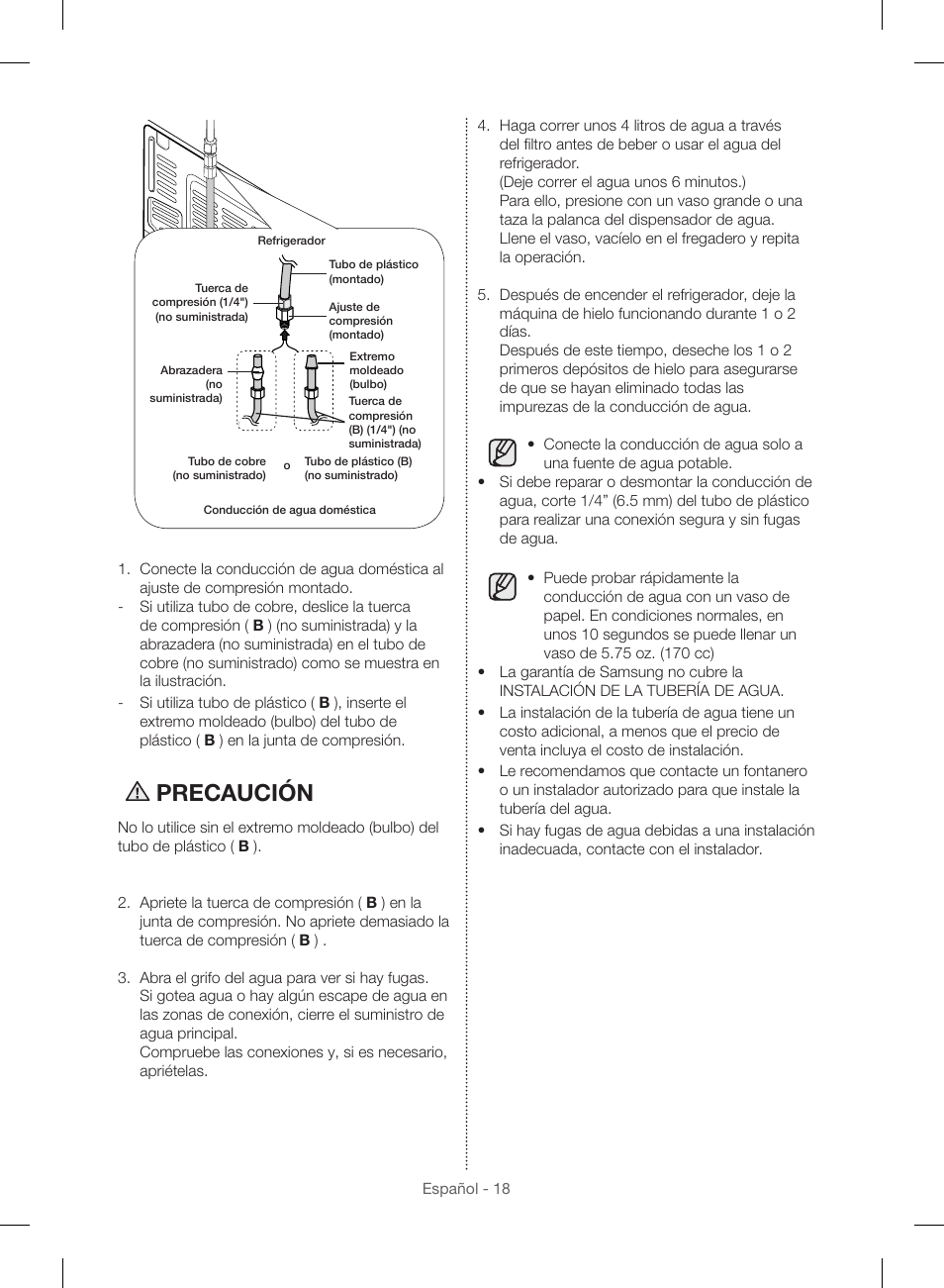 Precaución | Samsung RF23HSESBSR-AA User Manual | Page 74 / 168