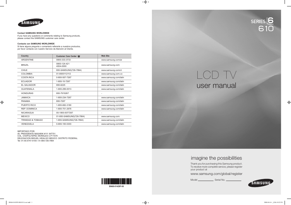 Samsung LN52A610A3RXZP User Manual | 129 pages