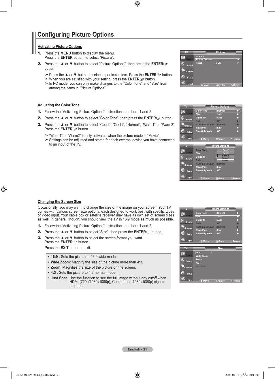 Configuring picture options | Samsung LN52A610A3RXZP User Manual | Page 23 / 129