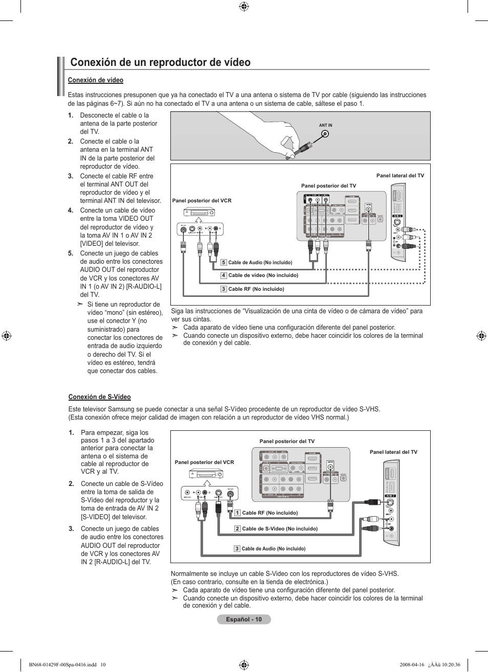 Conexión de un reproductor de vídeo | Samsung LN52A610A3RXZP User Manual | Page 76 / 129