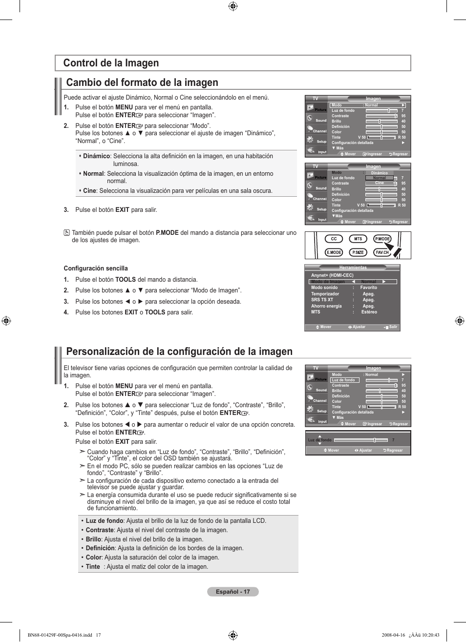 Personalización de la configuración de la imagen | Samsung LN52A610A3RXZP User Manual | Page 83 / 129
