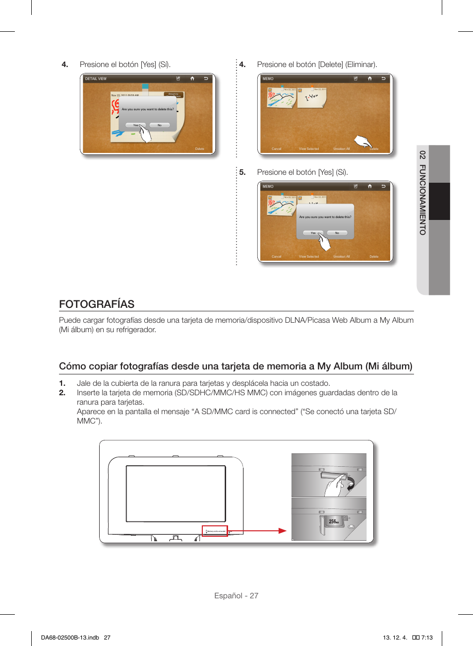 Fotografías | Samsung RSG309AARS-XAA User Manual | Page 119 / 184