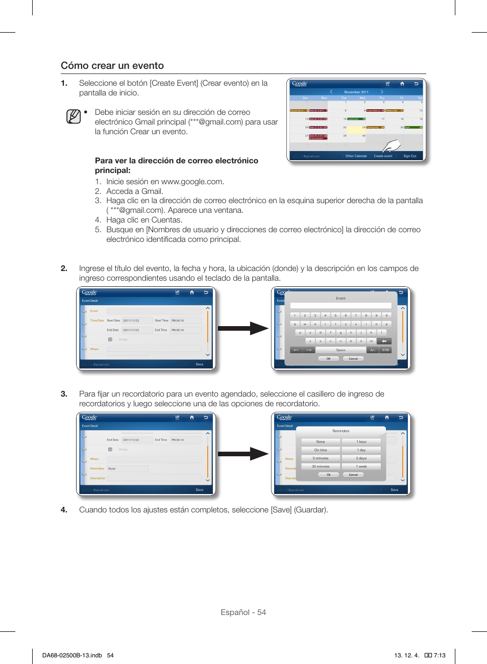 Cómo crear un evento | Samsung RSG309AARS-XAA User Manual | Page 146 / 184