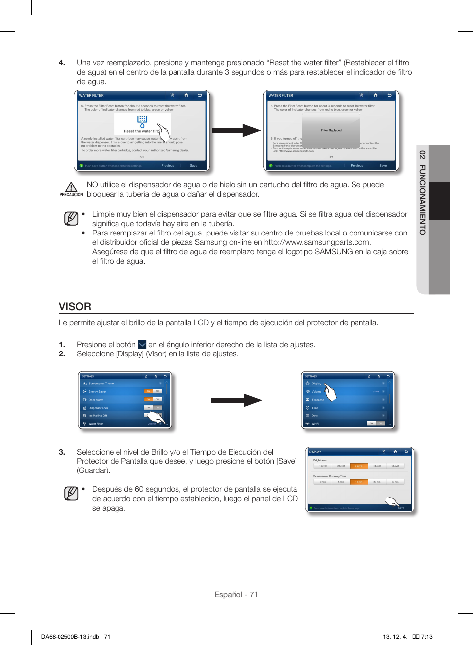 Visor | Samsung RSG309AARS-XAA User Manual | Page 163 / 184