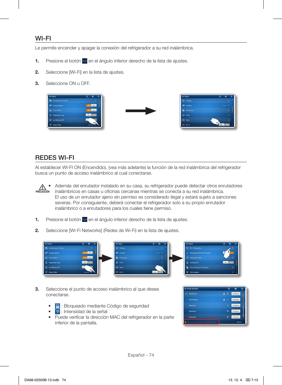 Wi-fi, Redes wi-fi | Samsung RSG309AARS-XAA User Manual | Page 166 / 184