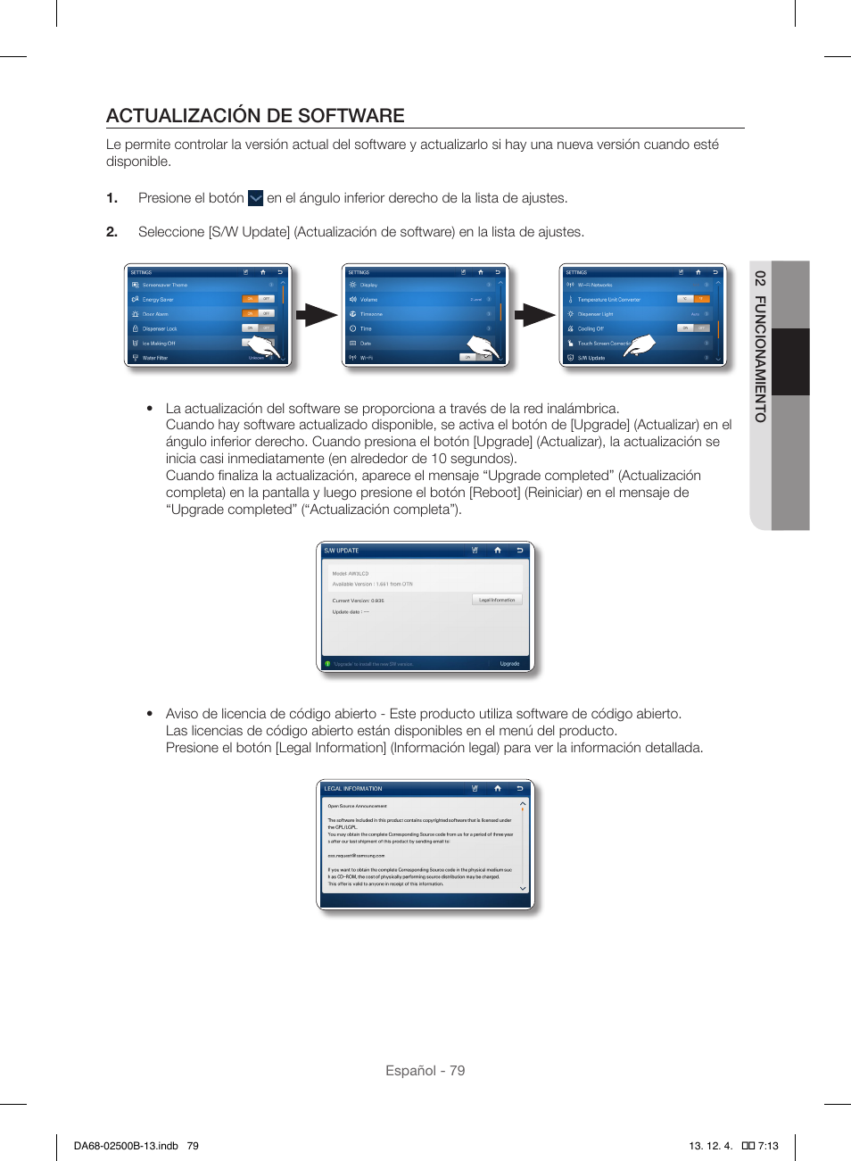 Actualización de software | Samsung RSG309AARS-XAA User Manual | Page 171 / 184