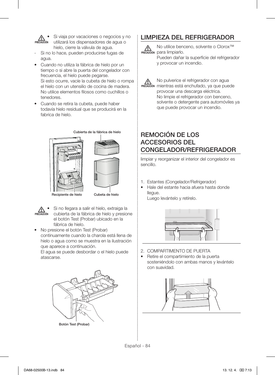 Limpieza del refrigerador | Samsung RSG309AARS-XAA User Manual | Page 176 / 184