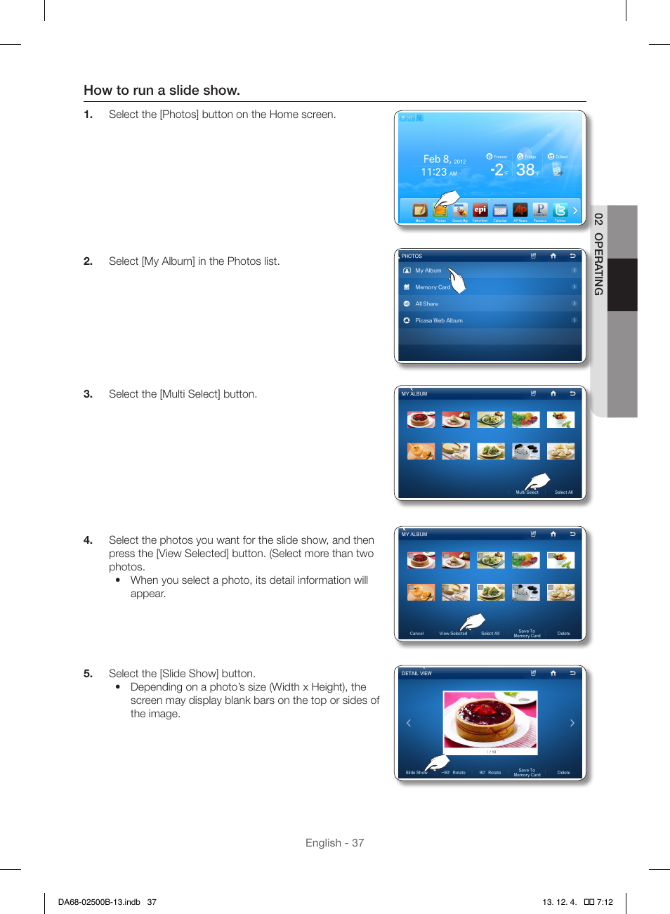 How to run a slide show | Samsung RSG309AARS-XAA User Manual | Page 37 / 184