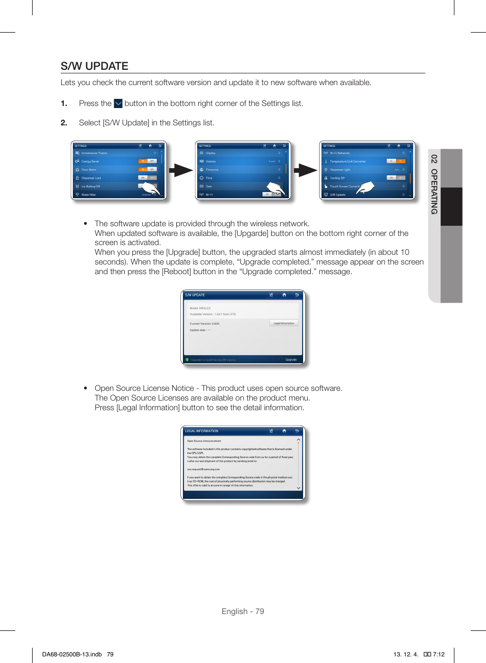 S/w update | Samsung RSG309AARS-XAA User Manual | Page 79 / 184