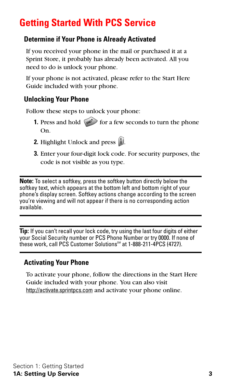 Getting started with pcs service | Samsung SPH-A620ZSSXAR User Manual | Page 11 / 181
