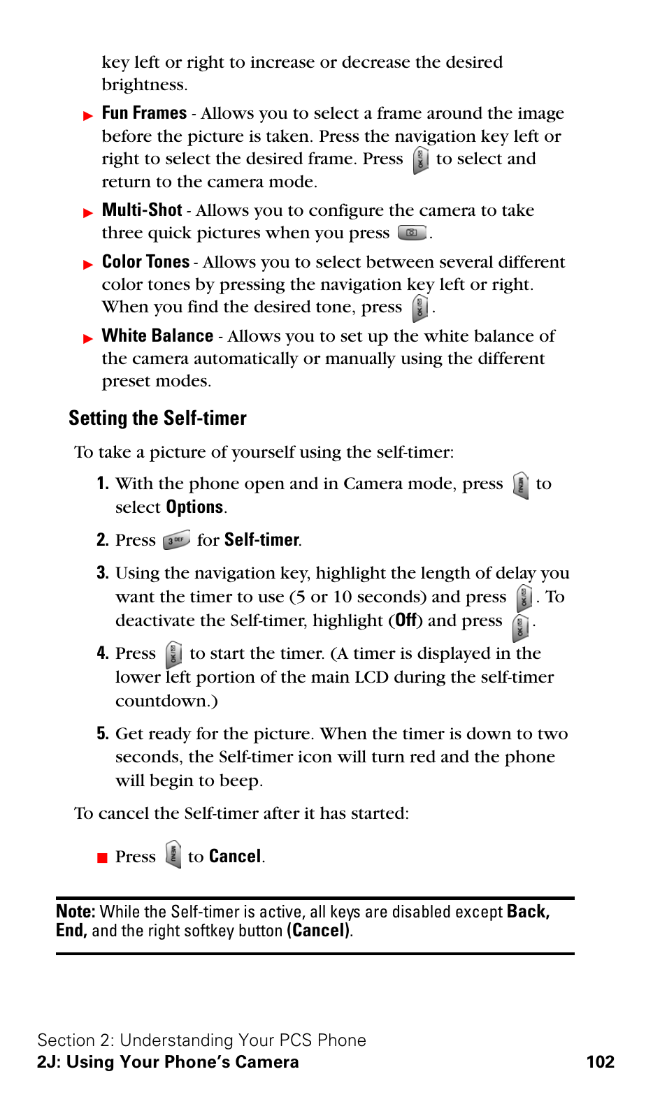 Setting the self-timer | Samsung SPH-A620ZSSXAR User Manual | Page 110 / 181