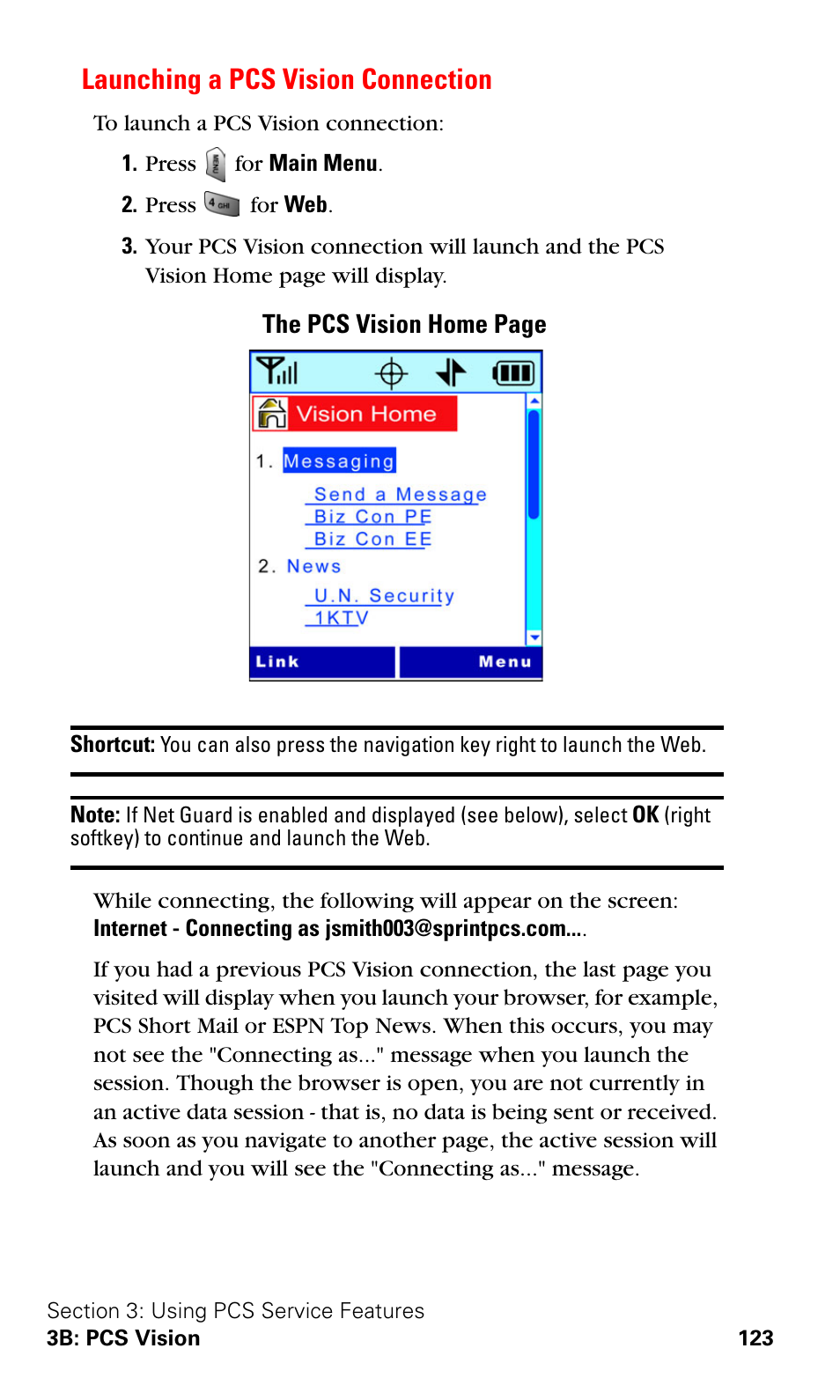 Launching a pcs vision connection | Samsung SPH-A620ZSSXAR User Manual | Page 131 / 181