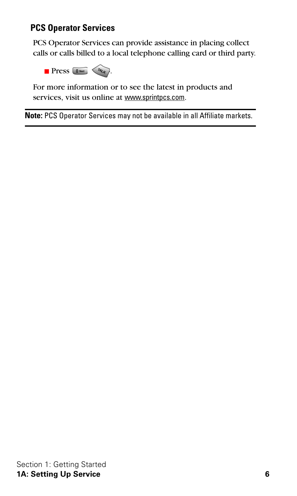 Pcs operator services | Samsung SPH-A620ZSSXAR User Manual | Page 14 / 181