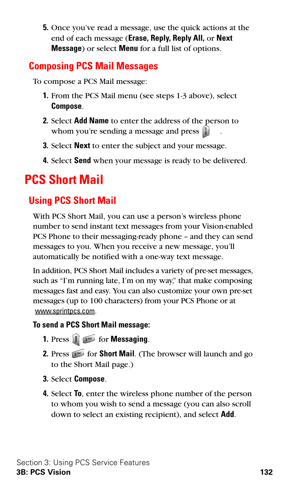 Composing pcs mail messages, Pcs short mail, Using pcs short mail | Samsung SPH-A620ZSSXAR User Manual | Page 140 / 181