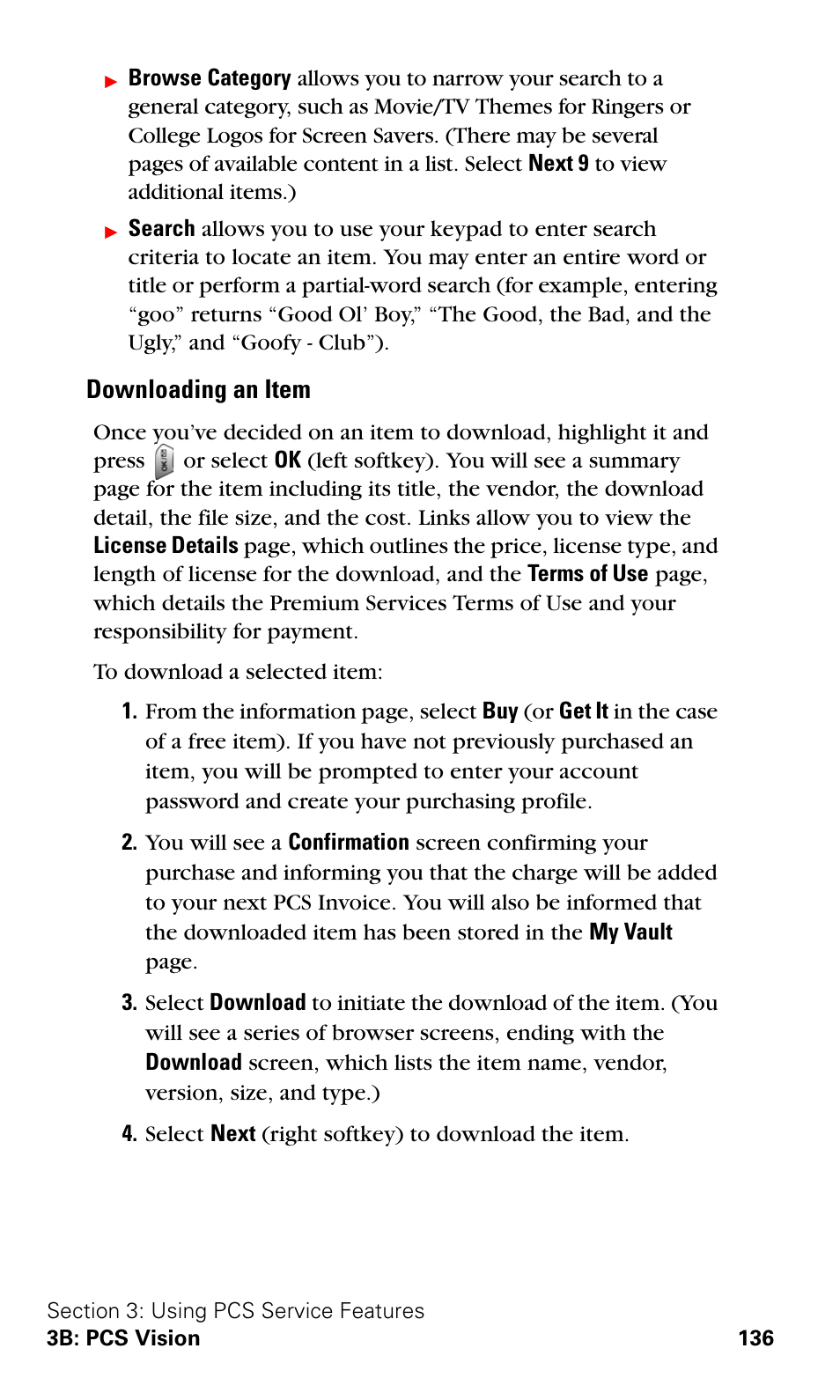 Downloading an item | Samsung SPH-A620ZSSXAR User Manual | Page 144 / 181
